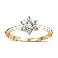 Shop LC White Diamond 925 Sterling Silver Vermeil Yellow Gold Plated Flower Ring for Women Jewelry Size 8 Ct 0.01 Gifts for Women
