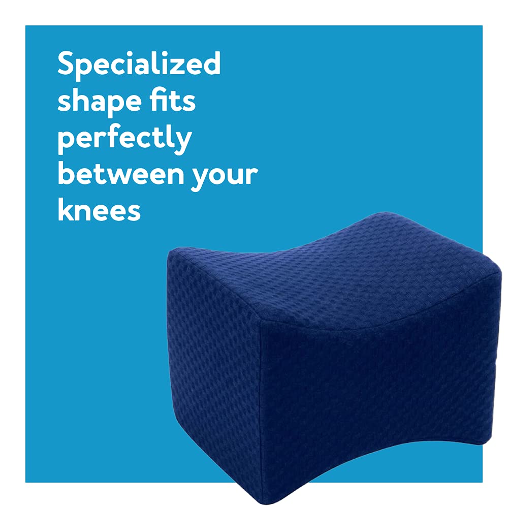 Orthopedic Knee Pillow for Side Sleepers - Ergonomic Memory Foam Knee Pillow for Back Pain & Spine Alignment - Removable Machine Washable Cover - Knee Wedge Pillow for Deep Night’s Sleep