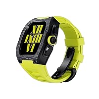 Carbon Fiber Watch Case，For Apple Watch 8 7 44mm 45mm Fluororubber Strap Set Frame Bezel Mod Kit For iWatch 7 6 5 4 SE