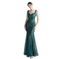Gerrit Sequin Long Plus Size Women's Performance Dress, Banquet Evening Dress
