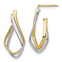 14 kt Two Tone Gold Dangle Two-tone Polished Post Earrings 28 mm x 14 mm