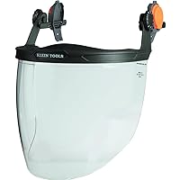 Klein Tools 60472 Clear Shield for Safety Helmet and Cap-Style Hard Hats, Impact Rated, Anti-Fog, Full Face, Low-Profile Design for Grinding, One Size