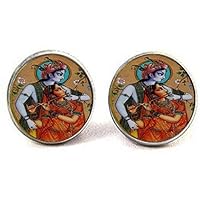 Hindu Deity God Lovely Couple Earring, Art Gifts Charm Jewelry Glass Photo Jewelry