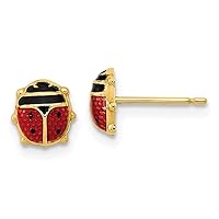 14k Gold Red Black Enamel Ladybug Post Earrings Measures 7x6.75mm Wide Jewelry Gifts for Women