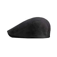 Echana Men's Solid Color Cotton Hat, 19.7 - 23.6 inches (50 - 60 cm), 5 Colors, Black