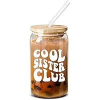 NewEleven Mothers Day Gifts For Sister From Sister, Brother - Unique Birthday Present For Sister, Soul Sister, Big Sister, Little Sister, Sister In Law, Sibling, Bestie - 16 Oz Coffee Glass