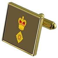 Army Insignia Rank Lieutenant Colonel Gold-Tone Cufflinks Crystal Tie Clip Gift Set