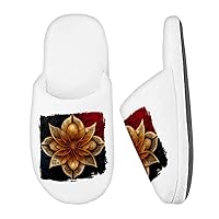 Lotus Design Memory Foam Slippers - Floral Slippers - Graphic Slippers