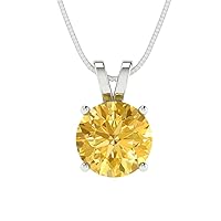 Clara Pucci 2.45 ct Round Cut Canary Yellow Simulated diamond Solitaire Pendant With 16