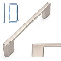 KOOFIZO Wide Foot Cabinet Bar Pull - Brushed Nickel Modern Solid Handle, 5 Inch/128mm Screw Spacing, 10-Pack for Kitchen Cupboard Door, Bedroom Dresser Drawer, Bathroom Wardrobe Hardware