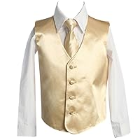 Boys'3 Piece 4 Button Slim Fit Satin Vest Hot Pink (Vest+Shirt+Tie)