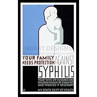 Framed Vintage Style Works Progress Administration Reproduction Poster Your Family Needs Protection Against Syphilis - NY State DEPT. of Health; Poster Size 12 x 18.