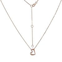 Dainty 14k Rose Gold Diamond Heart Necklace 16-18 inch