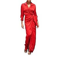 Formal Wedding Guest Dress Plus Size with Sleeves,Women's Tie Up High Waist Slit Mopping Dress Long Sleeved Lap