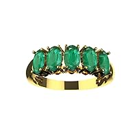 Oval Shape Emerald Solitaire Anniversary Ring For Womens And Girls / 14k Solid Gold Emerald Ring