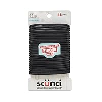 Scunci Effortless Beauty Thick Hair No-damage Black Elastics, 24 Count