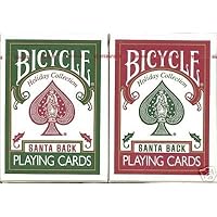 Bicycle Santa Back Playing Cards Poker Size Regular Index Claus 808 Xmas Red Green Bike Christmas