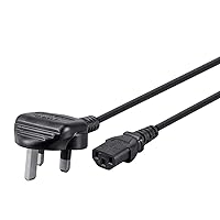 Monoprice Power Cord - 6 Feet - Black | BS 1363 (UK) to IEC 60320 C13, 18AWG, 5A/1250W, 250V, 3-Prong, Fused
