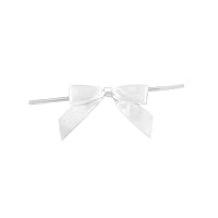 Reliant Ribbon 5171-03003-2X1 Satin Twist Tie Bows - Small Bows, 5/8 Inch X 100 Pieces, White