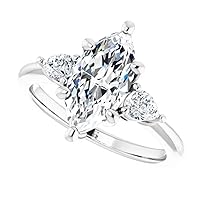 5 CT Marquise Diamond Moissanite Engagement Ring Wedding Ring Eternity Band Vintage Solitaire Halo Hidden Prong Setting Silver Jewelry Anniversary Promise Ring Gift