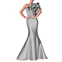 Mermaid/Trumpet Black Dress Evening Gown Formal Wedding Guest Floor Length Sleeveless One Shoulder Dress 2024