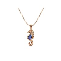 Seahorse Fish Pendant! 10X7 mm Pear Shape Tanzanite 925 Sterling Silver 18