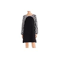 Aidan Mattox Womens Black Embellished Boat Neck Above The Knee Cocktail Shift Dress 2
