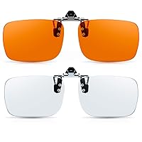 Goiteia Flip up Orange+White Anti-Blue Light Day and Night Clip on Combination Use at Computer Work/Help to Sleep