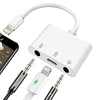 iPhone Microphone Adapter for Live-Streaming Lightning to Microphone & 3.5mm Headphone Adapter with Charging Port iPhone Audio & MIC Splitter Compatible for iPhone 14 13 12 11 X