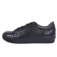 Modello Pello - Handmade Italian Mens Color Black Fashion Sneakers Casual Shoes - Cowhide Embossed Leather - Lace-Up