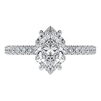 HNB Gems 3 CT Marquise Colorless Moissanite Engagement Ring for Women/Her, Wedding Bridal Ring Sets Sterling Silver Solid Gold Diamond Solitaire 4-Prong Set Ring