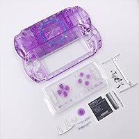 New Replacement PSP 3000 Full Housing Shell Cover with Buttons Screws Set - Clear Purple