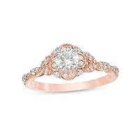 3/4 Cttw Diamond Clover Frame Tri-Sides Engagement Ring in 10K Rose Gold (0.75 Carat, J-I3) Diamond Vintage Ring