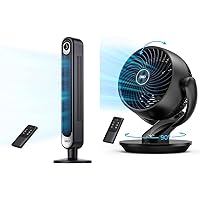 Dreo Tower Fan 42 Inch, Cruiser Pro T1 Quiet Oscillating Bladeless Fan with Remote and Dreo Table Fans for Home Bedroom, 9 Inch Quiet Oscillating Floor Fan with Remote