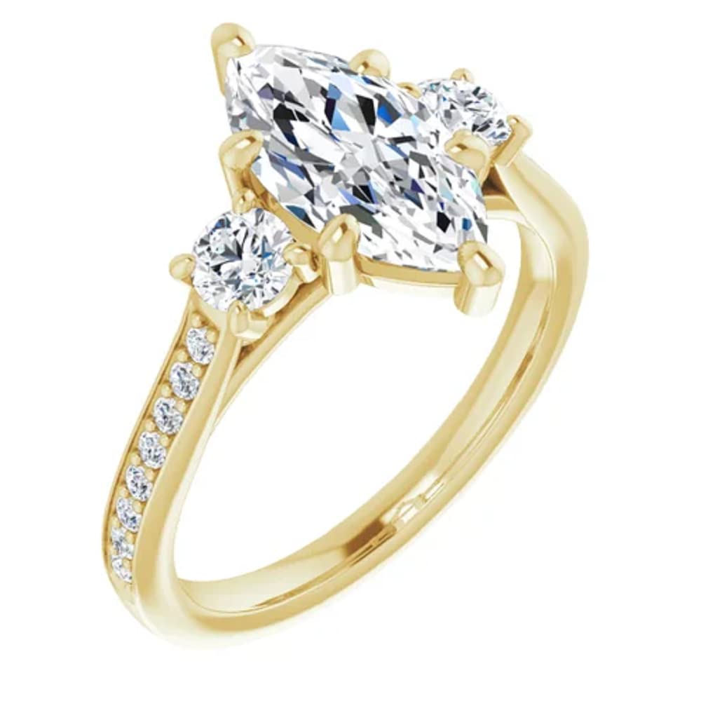 Solitaire Moissanite Engagement Ring Set, 2.75 CT Marquise Cut Moissanite Diamond Bridal Wedding Ring Set for Women, Anniversary Propose Gift, VVS1 Colorless, 10K 14K 18K Solid Gold, 925 Silver