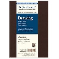 Strathmore Art Journal, Cream Drawing Paper, Brown Softcover, 7.75x9.75 inches, 48 Sheets - Lay Flat Professional Artist Notebook for Ink, Sketching, Drawing