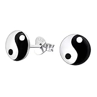 Yin Yang .925 Sterling-Silver Tiny Stud Earrings (Hypoallergenic)