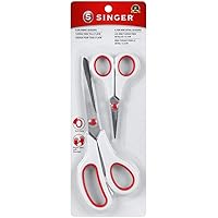 SINGER 03404 Sewing & Craft Scissors Set, Includes 8-1/2-Inch Lightweight Scissors and 4-3/4-Inch Detail Scissors