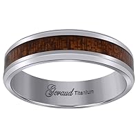 Titanium Mens Brown Wood Inlay Comfort Fit Wedding Band 6mm Jewelry Gifts for Men - Ring Size Options: 10 10.5 11 11.5 12 7 7.5 8 8.5 9 9.5