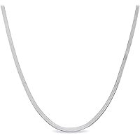 Savlano 925 Sterling Silver 2.5mm Herringbone Flat Snake Magic Chain Necklace for Women & Men with a Gift Box - Made in Italy