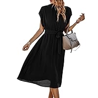 Dresses for Women - Wedding Guest Dress Batwing Sleeve Belted Dress