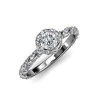 IGI Certified Round Lab Grown Diamond (VS1/F) & Natural Diamond 1.65 ctw Women Halo Engagement Ring 14K Gold