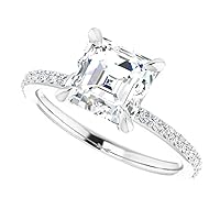 2 CT Moissanite Wedding Ring For Women, Engagement Ring Solitaire Diamond Ring, 925 Sterling Silver Prong Set Moissanite Asscher Ring