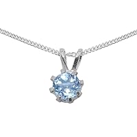 Solid 925 Sterling Silver Natural Aquamarine Womens Pendant & Chain Necklace - Choice of Chain lengths