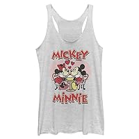 Disney Women's Valentine's Day Mickey & Minnie Hearts Juniors Tri Blend Tank