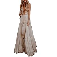 A-Line Sexy Boho Wedding Dresses V Neck Sleeveless Floor Length Bridal Gowns with Appliques 2024