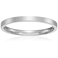 DECADENCE 10K or 14K Yellow & White Gold 2mm Polished Flat Comfort Fit Wedding Band, Size 4-14