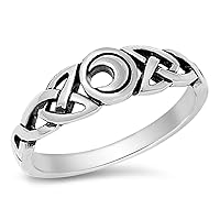 Sterling Silver Women's Celtic Moon Irish Ring Classic 925 Band 6mm Sizes 5-10