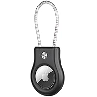 OLEBAND AirTag Keychain Holder,Air tag Lock Case with Wire Cable Compatible with Apple iTags, Ultra Durable Anti-Lost Protective Case with Keyring for Luggage,Key,Backpack,Pet,Black