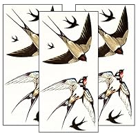 Set 3 Sheets Mini Swallow Dove Sparrow Cute Bird Temporary Tattoos Art Painting 3D Tattoo Makeup Body Fake for Men Women Design Decorations Body Neck Chest Shoulder Legs Arm Back